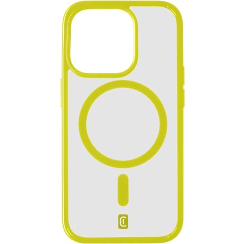 cellularline - Pop Mag - iPhone 15 Pro Max - Transparente Schutzhülle mit farbigen Kanten, kompatibel mit MagSafe-Ökosystem - Geschützte Kanten, Tasten und Anschlüsse - Limette von cellularline