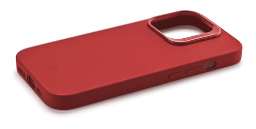 cellularline - Sensation+ für iPhone 15 - Weiche Silikon-Schutzhülle ohne Grip-Effekt - Geschützte Kanten, Tasten, Kamera und Anschlüsse - Rot von cellularline