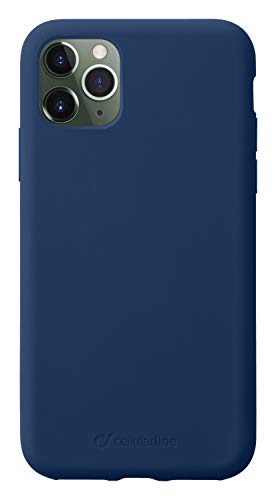 cellularline Sensation Blau Backcover Soft Touch Silikon Case Cover mit weichem kratzfestem Mikrofaser-Innenfutter passend für Apple iPhone 11 PRO von cellularline