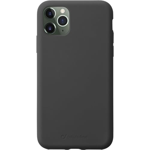 cellularline Sensation Schutzhülle für iPhone 11 Pro Max (weiche Silikonhülle, mit weichem kratzfestem Mikrofaser-Innenfutter) Schwarz von cellularline