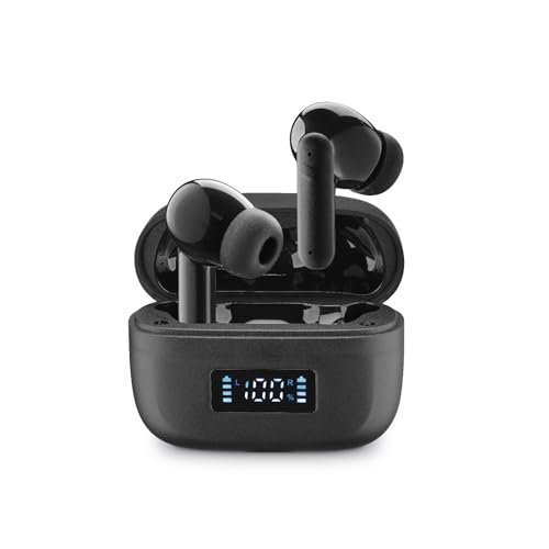 cellularline Tone TWS Bluetooth In-Ear Kopfhörer mit ENC (Environmental Noise Cancelling), 4 Mikrofone, LED-Display, Total Play Time 20 Stunden, schwarz von cellularline