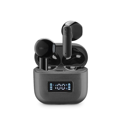 cellularline Tone TWS Bluetooth-Kopfhörer mit ENC (Environmental Noise Cancelling), 4 Mikrofone, LED-Display, Total Play Time 20 Stunden, Schwarz von cellularline