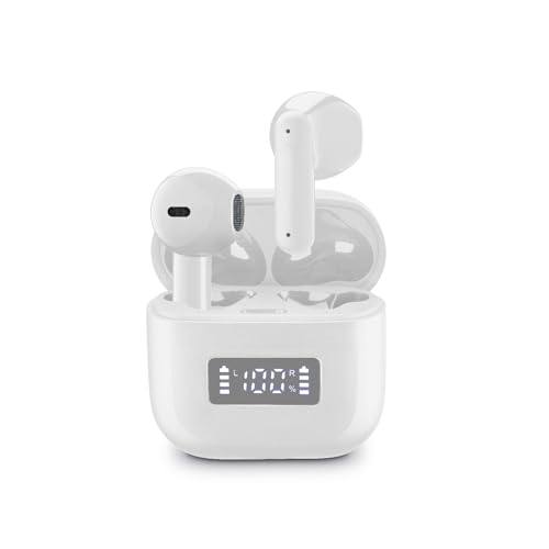 cellularline Tone TWS Bluetooth-Kopfhörer mit ENC (Environmental Noise Cancelling), 4 Mikrofone, LED-Display, Total Play Time 20 Stunden, Weiß von cellularline