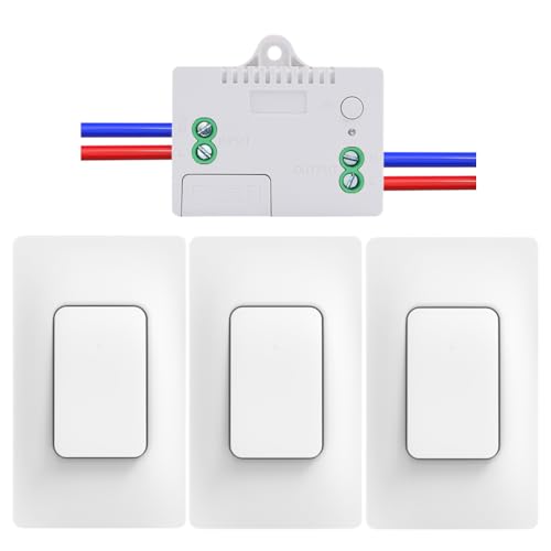 Cerhot US funk lichtschalter set outdoor funkschalter 230v funk lichttaster funk-wandschalter funkschalter fernbedienung batterielos kabellose lichtschalter funktaster für lichter (US 1Gang 3V1 A) von cerhot