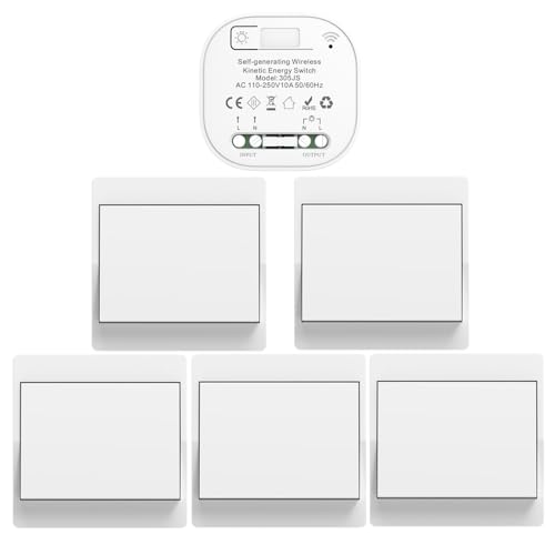 Cerhot funk lichtschalt funkschalt 230v funk lichtschalter ohne batterie set lichtschalter funk wireless light switch funkschalter batterielos funktaster funk-wandschalter für lichter (EU 1Gang 5V1 a) Cerhot funk lichtschalt funkschalt 230v funk lichtschalter ohne batterie set lichtschalter funk wireless light switch funkschalter batterielos funktaster funk-wandschalter für lichter (EU 1Gang 5V1 a) von cerhot