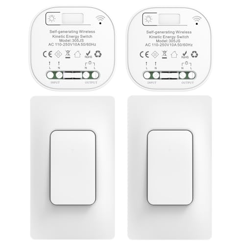 Cerhot funk lichtschalt funkschalt 230v funk lichtschalter ohne batterie set lichtschalter funk wireless light switch funkschalter batterielos funktaster funk-wandschalter für lichter (US 1Gang 2V2 a) Cerhot funk lichtschalt funkschalt 230v funk lichtschalter ohne batterie set lichtschalter funk wireless light switch funkschalter batterielos funktaster funk-wandschalter für lichter (US 1Gang 2V2 a) von cerhot