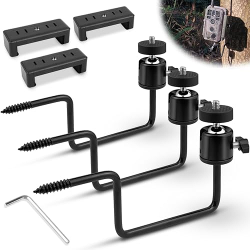 cersaty® 3 STK Wildkamera Halterung Set, 360° Wildkamera Baumschraube Haltbare Baumstativ mit 3 STK Handy-Clip für Wildkamera, Jagd, Überwachungskamera von cersaty