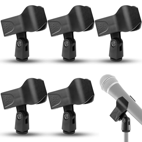cersaty® 5 Stück Mikrofonhalter, Universal Mikrofonklemme Plastik Mikrofon Clip für Bühnentreffen, Live-Sprache, Konzerte, Aufnahmen, Streaming, KTV von cersaty