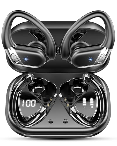 Bluetooth Kopfhörer Sport, Kopfhörer Kabellos Bluetooth 5.4 in Ear Kopfhörer mit CVC8.0 Noise Cancelling Mikrofon, Earbuds 50H IPX7 Wasserdicht Ohrhörer für Joggen/Running,mit USB-C, Schwarz von chalvh