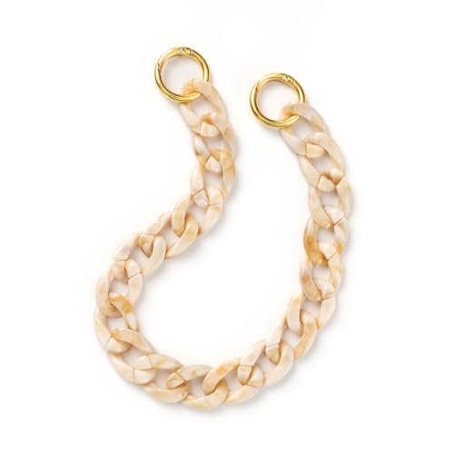 change Acryl Handgelenkschlaufe | Kurze Handykette für Handyhüllen mit Ösen | Universell mit Metall Karabiner | Beige Gold von change