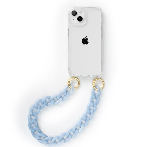 change Clear Case Handykette kompatibel mit iPhone 13/14 | Durchsichtige Handyhülle mit Handgelenkschlaufe | Kurze Acrylkette | Abnehmbar | Transparent Blau change Clear Case Handykette kompatibel mit iPhone 13/14 | Durchsichtige Handyhülle mit Handgelenkschlaufe | Kurze Acrylkette | Abnehmbar | Transparent Blau von change