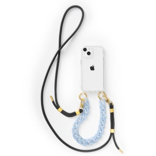 change Clear Case Handykette kompatibel mit iPhone 13 & 14 | Durchsichtige Handyhülle mit Band zum umhängen und kurzer Chunkykette | Kordel verstellbar | Transparent Schwarz von change