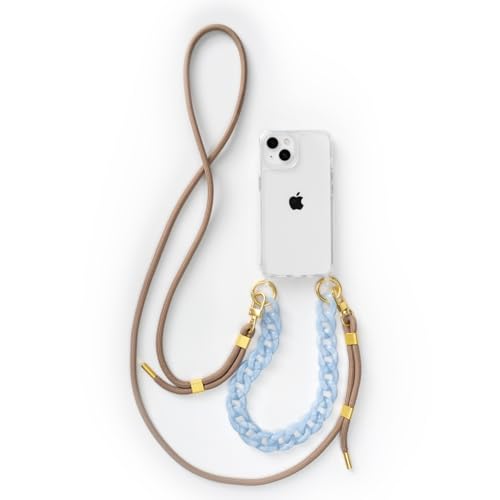 change Clear Case Handykette kompatibel mit iPhone 13 & 14 | Durchsichtige Handyhülle mit Band zum umhängen und kurzer Chunkykette | Kordel verstellbar | Transparent Schwarz von change