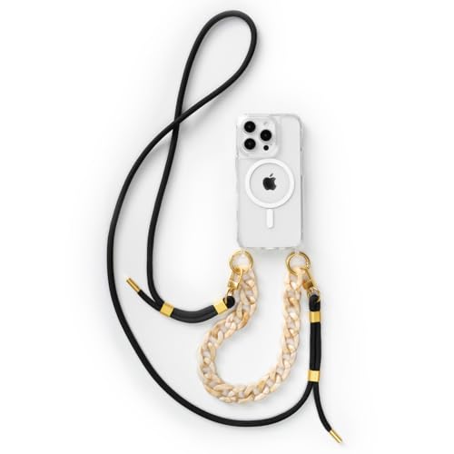 change Clear Case Handykette kompatibel mit iPhone 15 Pro | Durchsichtige Handyhülle mit Kordel zum umhängen und kurzer Chunkykette | mit Magsafe | Transparent Schwarz von change