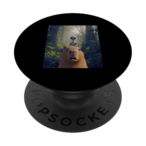 Capybara Selfie with Alien Funny PopSockets Klebender PopGrip Capybara Selfie with Alien Funny PopSockets Klebender PopGrip von charlize_merch_style