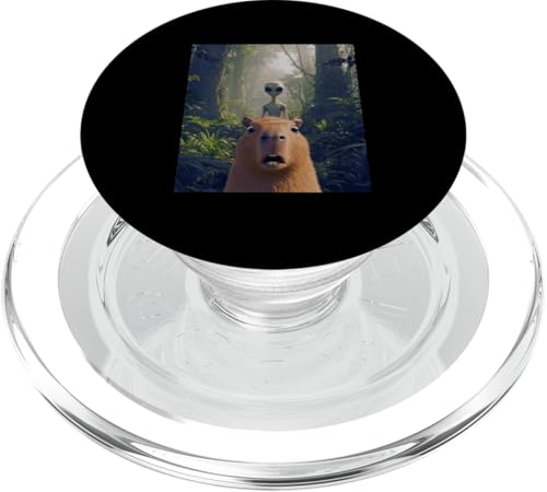 Capybara Selfie with Alien Funny PopSockets PopGrip für MagSafe Capybara Selfie with Alien Funny PopSockets PopGrip für MagSafe von charlize_merch_style