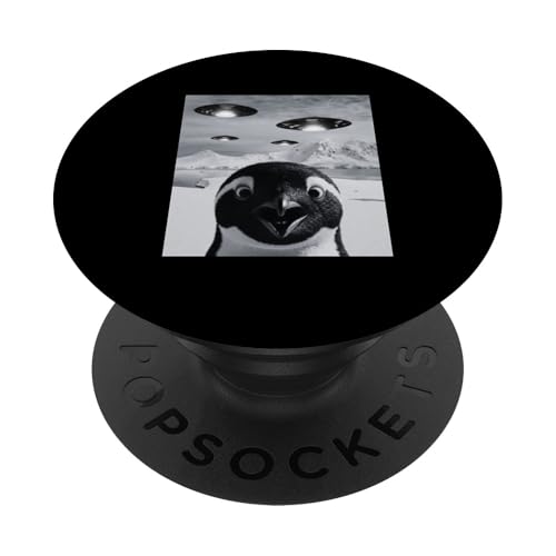 Pinguin Selfie with Ufo Funny PopSockets Klebender PopGrip Pinguin Selfie with Ufo Funny PopSockets Klebender PopGrip von charlize_merch_style