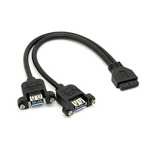 CHENYANG CY USB 3.0 Dual Ports A Buchse Schraubbefestigung Typ auf Motherboard 20pin Header-Kabel Schwarz von chenyang