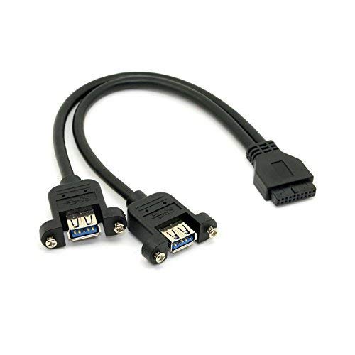 chenyang Motherboard 19/20Pin 1 Stecker auf 2 USB 3.0 Buchsen Kabel für Frontpanel Schraubmontage Typ 30cm von chenyang