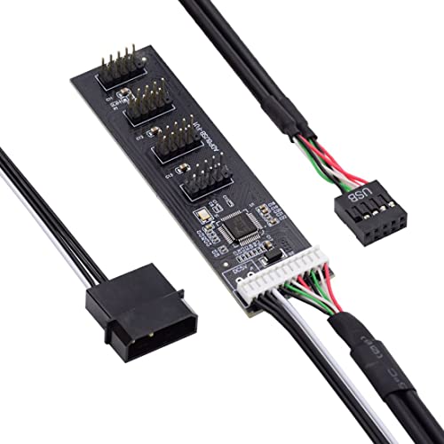 CY 9Pin 10Pin Port Multilier,USB 2.0 9Pin 10Pin Motherboard Header 1 Stecker auf 4 Buchse Splitter Verlängerungskabel HUB mit IDE 5V Power Connector Adapter von chenyang