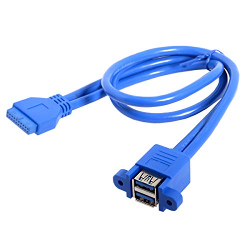 CY USB 3.0 Female Panel Type to Motherboard 20Pin Header Stackable Cable Dual Ports 50cm von chenyang