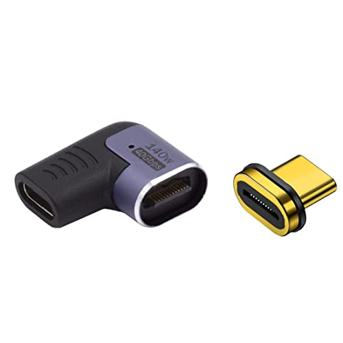 CY USB C magnetischer Stecker,USB4 Typ C Stecker auf Buchse 90 Grad gewinkelt 140W Energie 40Gbps Daten 8K Video Adapter für Laptop Telefon von chenyang