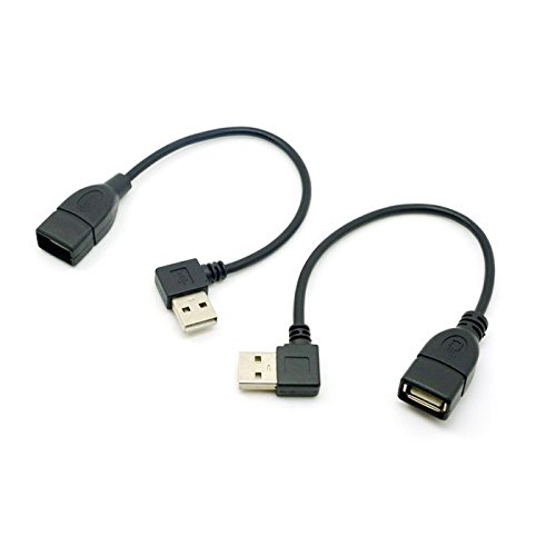 CY USB-Kabel, 90 Grad abgewinkelt Links und rechts, USB 2.0, Stecker auf Buchse, Verlängerungskabel 20 cm, 2 Stück von chenyang