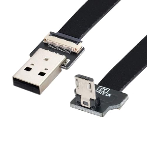 ChenYang CY Type-A USB 2.0 Stecker auf Micro USB 5Pin Stecker Abwärts Abgewinkelt 90 Grad Daten Flaches Slim FPC Kabel 200CM für FPV & Disk & Telefon von chenyang