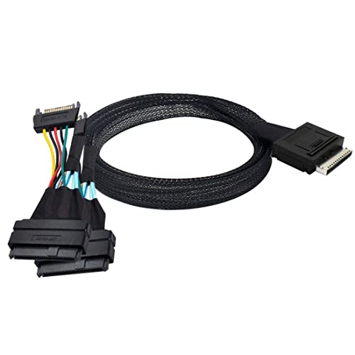 chenyang CY SFF-8611 auf SFF-8639 Kabel,OCuLink PCIe PCI-Express SFF-8611 8x 8-Lane auf 2 SFF-8639 U.2 4x SSD Daten Aktiv Kabel 50cm von chenyang