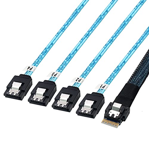 chenyang CY Slim Line SAS 4.0 SFF-8654 4i 38 Pin Host auf 4 SATA 7 Pin Target Festplatte Fanout Raid Kabel 50cm von chenyang