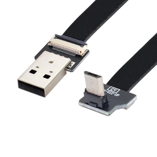 chenyang CY Type-A USB 2.0 Stecker auf Micro USB 5Pin Stecker Aufwärts Abgewinkelt 90 Grad Daten Flaches Slim FPC Kabel 200CM für FPV & Disk & Telefon von chenyang