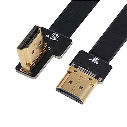 chenyang CYFPV HDMI Male to Male FPC Flat Extension Cable for Camera HDTV Multicopter Aerial Photography 90 Degree Left Angled 0.2M von chenyang
