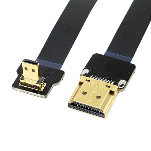 chenyang CYFPV Micro-HDMI auf HDMI-Stecker, FPC-Flachkabel, 1080p, 90 Grad nach unten abgewinkelt, 0,2 m von chenyang