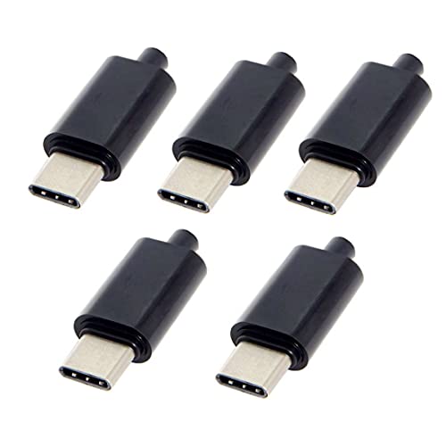 chenyang DIY 24pin USB 3.1 Typ C USB-C Stecker SMT Typ Stecker Stecker mit schwarzem Gehäuse Abdeckung, 5 Stück von chenyang