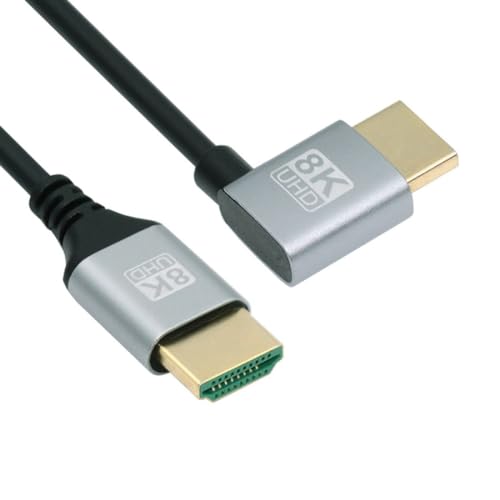chenyang HDMI 2.1 Kabel, HDMI Stecker auf Stecker 90 Grad nach links abgewinkelt 8K@60Hz 4K@120Hz 48Gbps ultraschnelles vergoldetes Kabel 0.5M für Fernseher, Monitor, Computer von chenyang