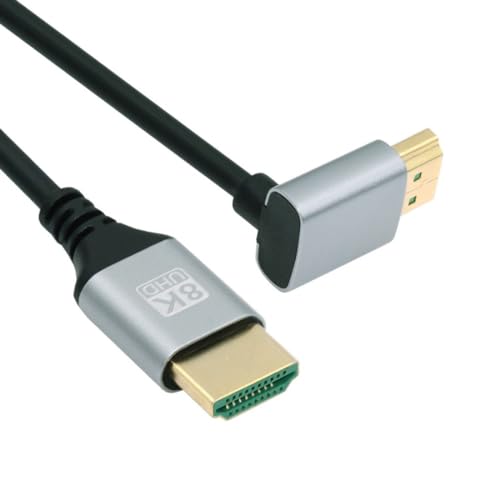 chenyang HDMI 2.1 Kabel, HDMI Stecker auf Stecker 90 Grad nach oben abgewinkelt 8K@60Hz 4K@120Hz 48Gbps ultraschnelles vergoldetes Kabel 0.5M für Fernseher, Monitor, Computer von chenyang