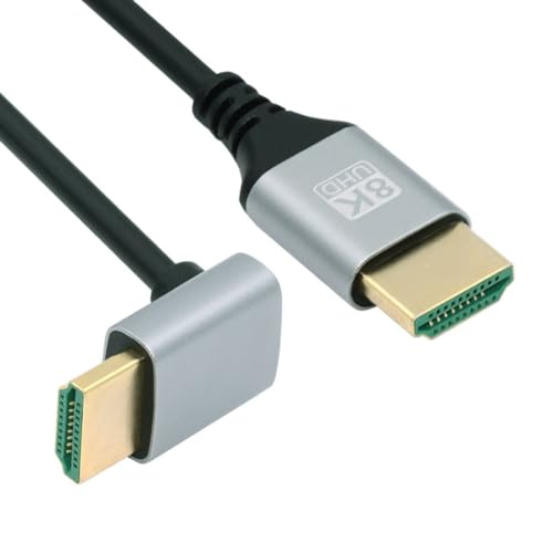 chenyang HDMI 2.1 Kabel, HDMI Stecker auf Stecker 90 Grad nach unten abgewinkelt 8K@60Hz 4K@120Hz 48Gbps ultraschnelles vergoldetes Kabel 1.0M für Fernseher, Monitor, Computer von chenyang