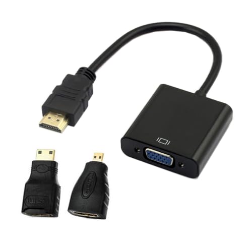 chenyang HDMI zu VGA Adapter, vergoldeter HDMI Stecker auf VGA Buchse Kabeladapter mit Micro/Mini-HDMI-Konverter für Computer, Desktop, Laptop, Monitor, Projektor chenyang HDMI zu VGA Adapter, vergoldeter HDMI Stecker auf VGA Buchse Kabeladapter mit Micro/Mini-HDMI-Konverter für Computer, Desktop, Laptop, Monitor, Projektor von chenyang