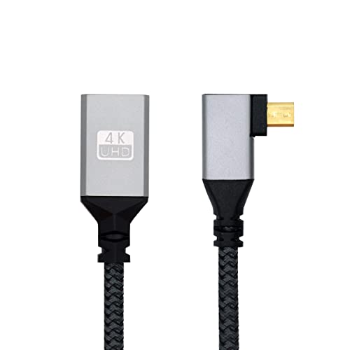 chenyang Micro HDMI zu HDMI Kabel,Micro HDMI 1.4 Stecker auf HDMI Buchse 4K Verlängerungskabel 90 Grad Linksgewinkelt von chenyang