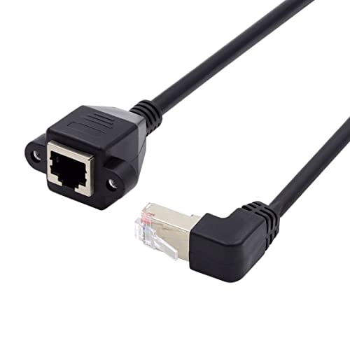 chenyang RJ45 Kabel,8P8C FTP STP UTP Cat6 Stecker auf Buchse LAN Ethernet Netzwerk Verlängerungskabel 90 Grad nach oben gewinkelt mit Panel Mount Löchern von chenyang