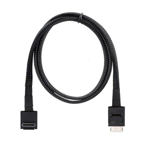 chenyang SFF-8611 Kabel, OCuLink PCIe PCI-Express 4.0 SFF-8611 4i Stecker auf SFF-8611 Stecker 90 Grad nach unten abgewinkeltes Datenverlängerungskabel 80cm von chenyang