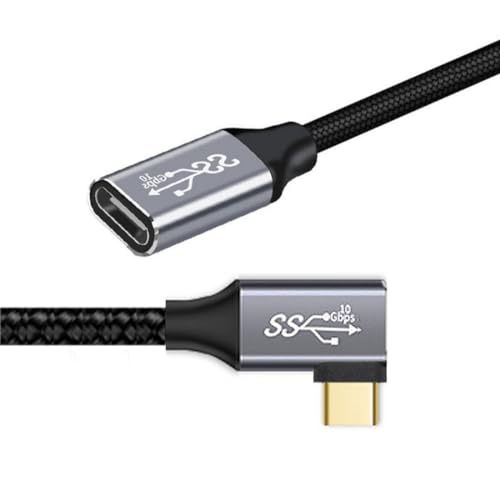 chenyang USB C Kabel USB 3.1 Typ C Stecker auf Buchse 90 Grad rechtwinkliges Verlängerungsdatenkabel 10 Gbit/s 100W mit Hülle für Laptop Telefon 2.0M von chenyang