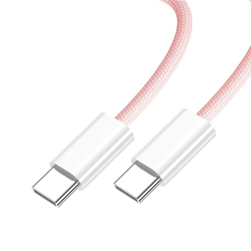 chenyang USB C Nylon geflochtenes Kabel, USB C Stecker zu Stecker 480 Mbit/s Datenübertragung PD 27W/65W schnelles Ladekabel Rosa 2.0M von chenyang