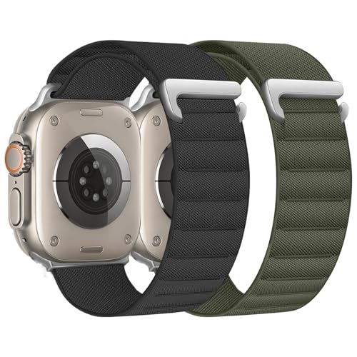 Chinbersky 2 Stück Alpine Loop Armband Kompatibel mit Apple Watch Ultra Armband 49mm 45mm 44mm 46mm 42mm, Stoff Verstellbare Sport Nylon Ersatzarmband für iWatch Ultra 2 SE Series 10 9 8 7 6 5 4 3 2 1 von chinbersky