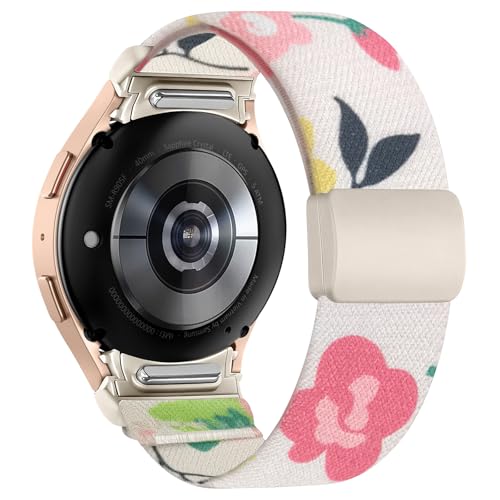 Chinbersky Elastisches Armband Kompatibel mit Samsung Galaxy Watch 7/6/5/4/FE Armband 40mm 44mm/Galaxy Watch 5 Pro/Galaxy Watch 6 4 Classic 43mm 47mm 42mm 46mm mit Magnetisch Schließe Sport Nylon Band von chinbersky
