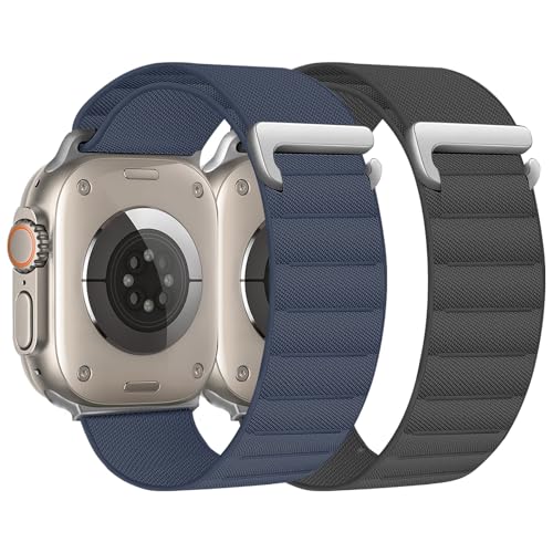 chinbersky 2 Stück Alpine Loop Armband Kompatibel mit Apple Watch Armband 40mm 41mm 38mm 42mm(Series 10), Stoff Verstellbare Sport Nylon Ersatzarmband für iWatch SE Series 10 9 8 7 6 5 4 3 2 1 von chinbersky
