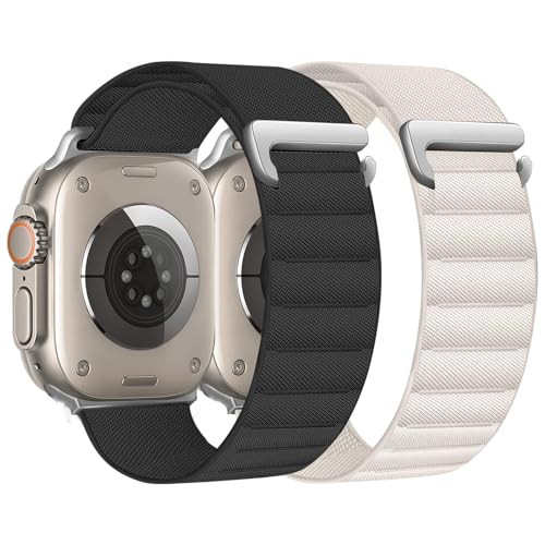 chinbersky 2 Stück Alpine Loop Armband Kompatibel mit Apple Watch Armband 40mm 41mm 38mm 42mm(Series 10), Stoff Verstellbare Sport Nylon Ersatzarmband für iWatch SE Series 10 9 8 7 6 5 4 3 2 1 von chinbersky