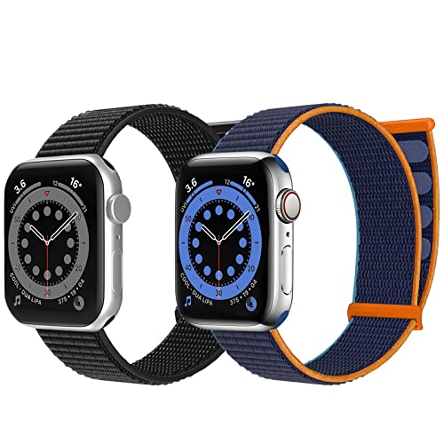 chinbersky 2 Stück Nylon Loop Armband Kompatibel mit Apple Watch Armband 38mm 40mm 41mm, Verstellbares Sport Ersatz Armband Herren Damen für iWatch Series 8 7 SE 6 5 4 3 2 1 von chinbersky