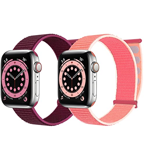 chinbersky 2 Stück Nylon Loop Armband Kompatibel mit Apple Watch Armband 38mm 40mm 41mm, Verstellbares Sport Ersatz Armband Herren Damen für iWatch Series 8 7 SE 6 5 4 3 2 1 von chinbersky