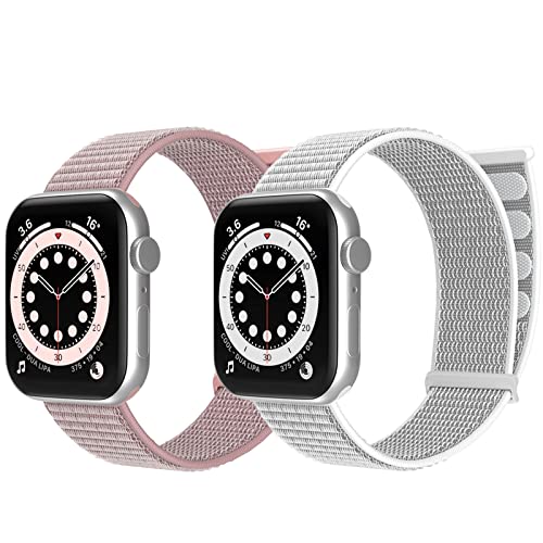 chinbersky 2 Stück Nylon Loop Armband Kompatibel mit Apple Watch Armband 44mm 38mm 42mm 40mm 41mm 45mm 46mm 49mm, Verstellbares Sport Ersatzband Herren Damen für iWatch Series 10 9 8 7 SE 6 5 4 3 2 1 von chinbersky